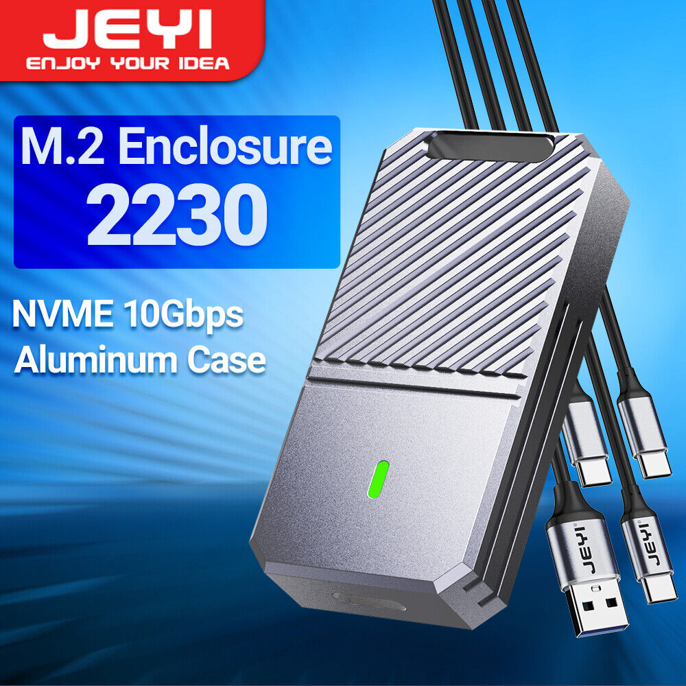 JEYI 2230 M.2 NVMe HDD SSD Case Enclosure, USB 3.2 Gen 2 10Gbps PCI-E M-Key