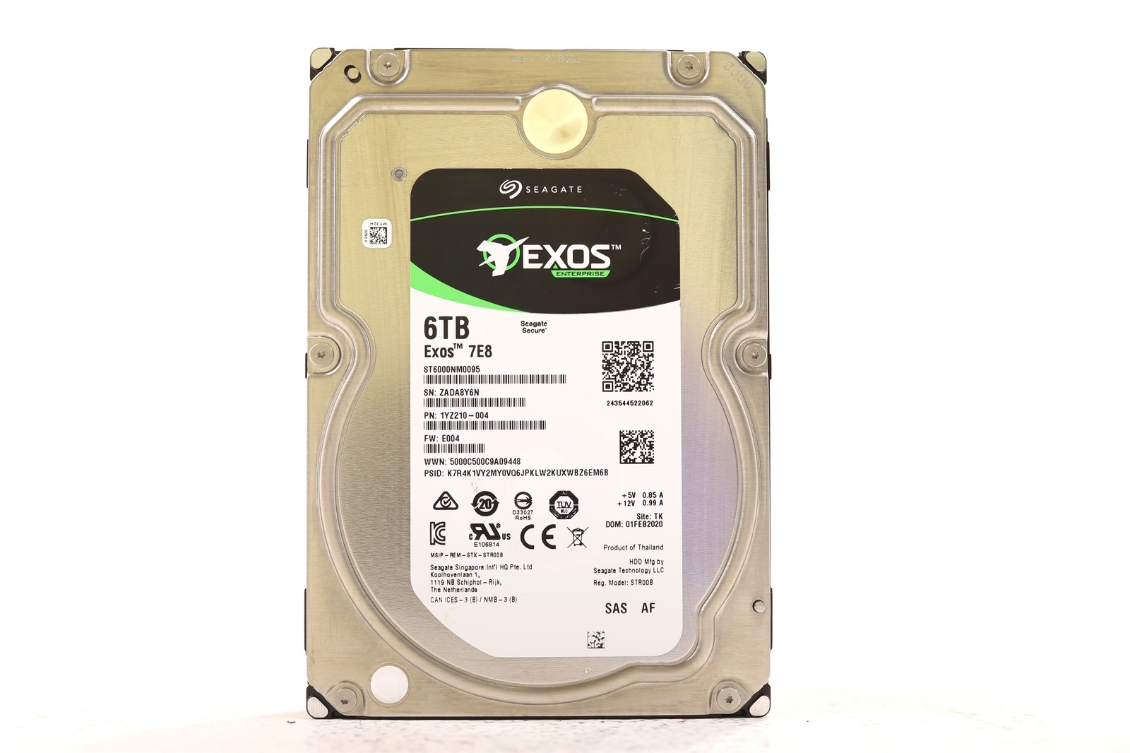 Seagate ST6000NM0095 6TB 3.5" 12Gb/s 256MB 7.2K RPM SAS HDD P/N: 1YZ210-004