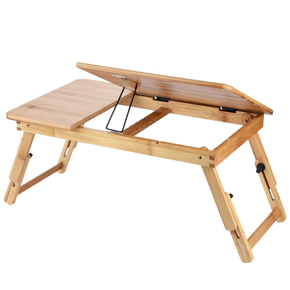 Portable Foldable Bamboo Laptop Stand Adjustable For Bed Sofa Office(2 Sizes)