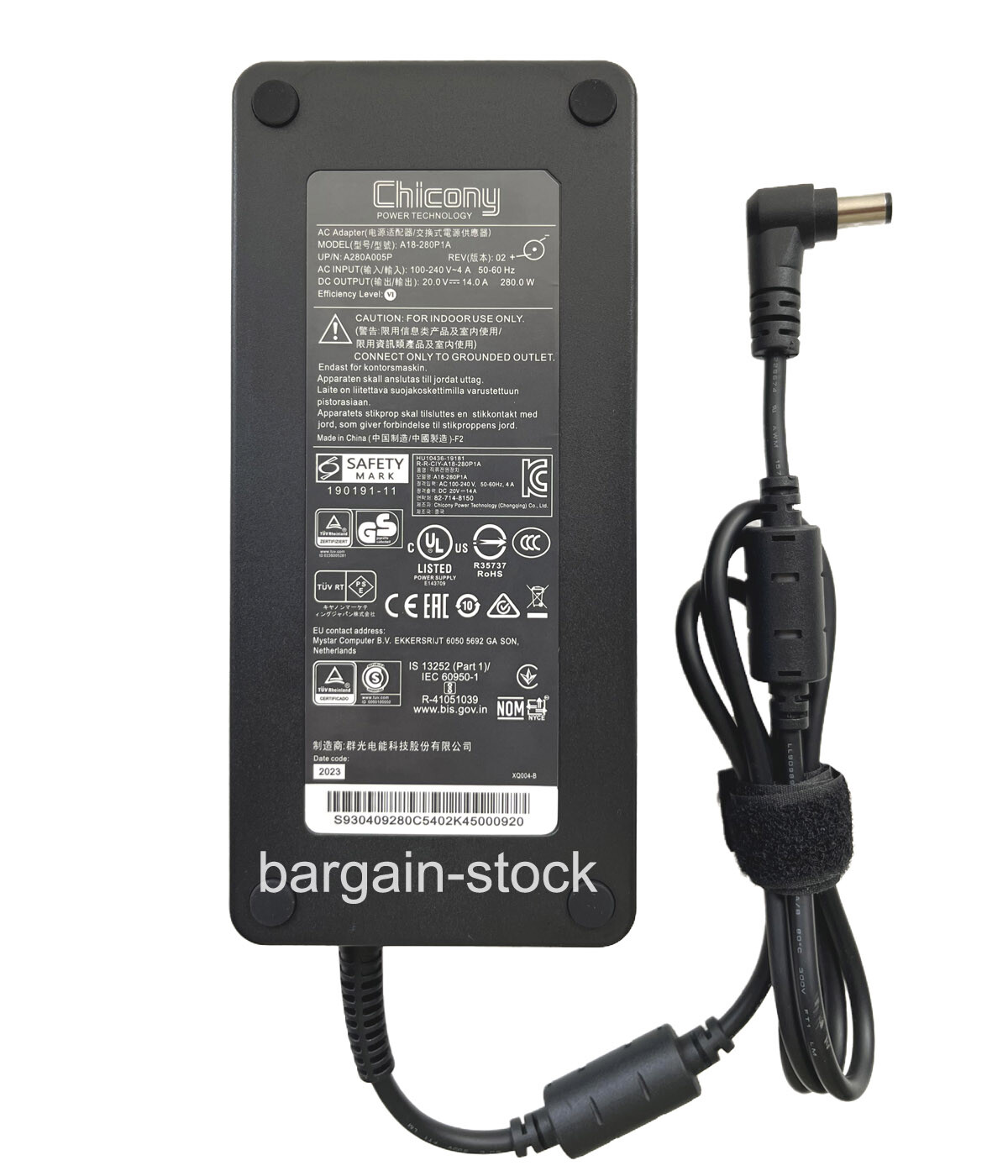 Chicony 14A 280W AC Adapter Charger For MSI GL65 GL75 GP65 GP75 Leopard 7.4mm