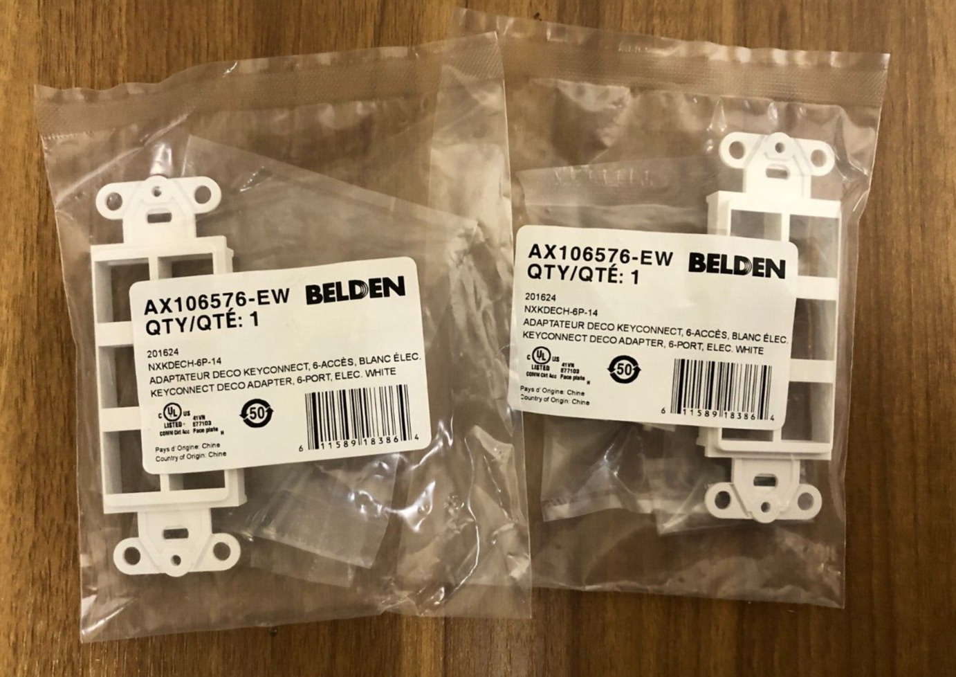 Belden AX106576-EW KeyConnect Deco Adapter, 2, 3, 4, or 6-Ports Qty of 2