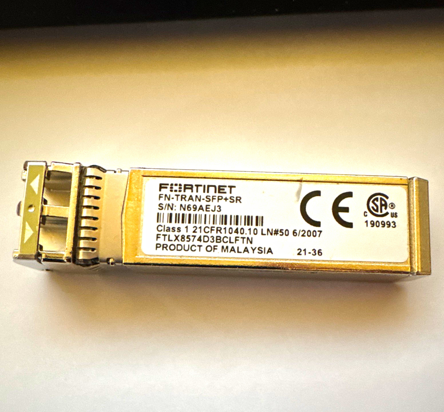 Fortinet FN-TRAN-SFP+SR 10GbE SFP+ 850nm MMF LC Optical Transceiver Genuine OEM