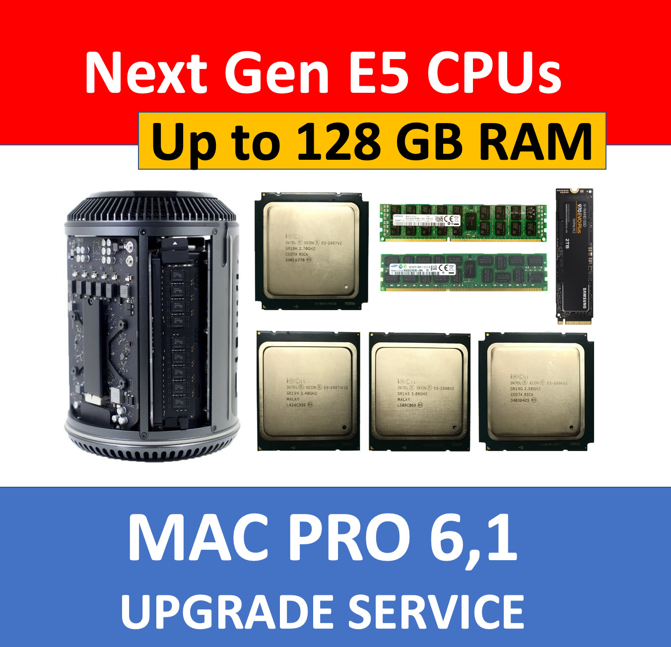 Mac Pro Late 2013 6,1 Processor CPU/Memory/SSD Upgrade Service USA