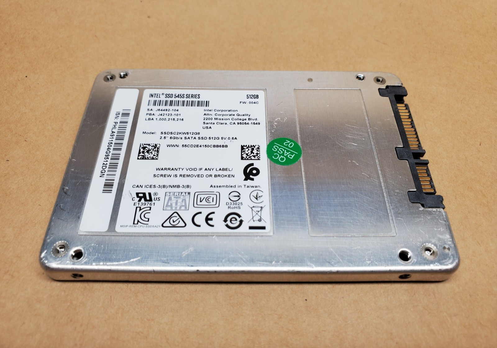 512GB Intel SSD 545S Series SSDSC2KW512G8 2.5" SATA | Tested