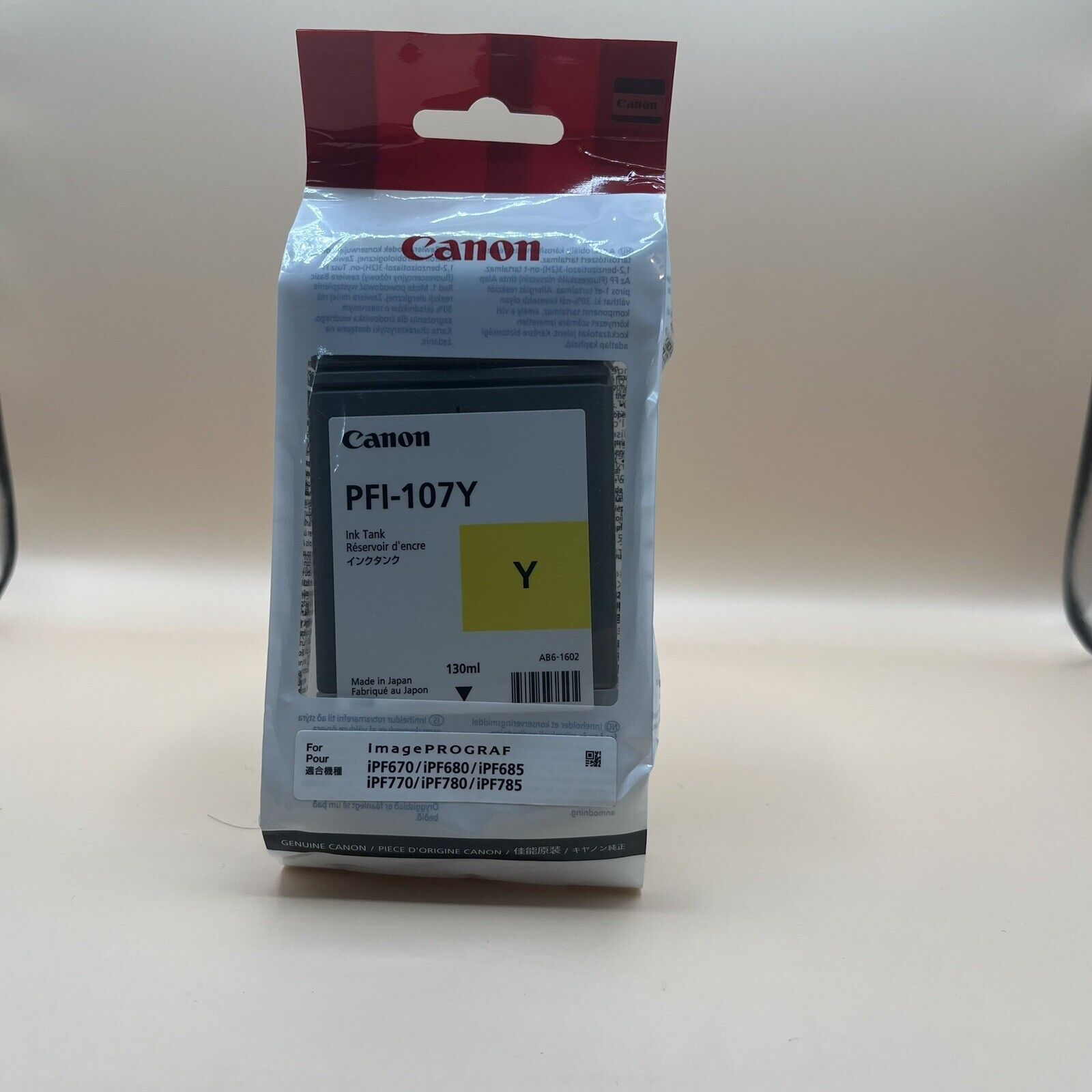 Canon PFI-107Y Yellow 130ml Ink Tank Toner Printer Cartridge Dated 2024
