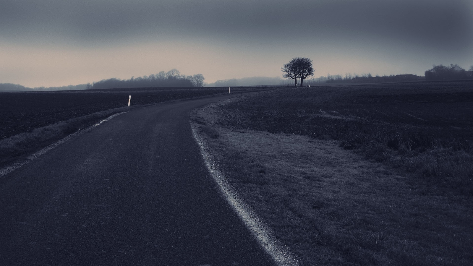 Landscape road dark mist field asphalt Custom Gaming Mat Desk