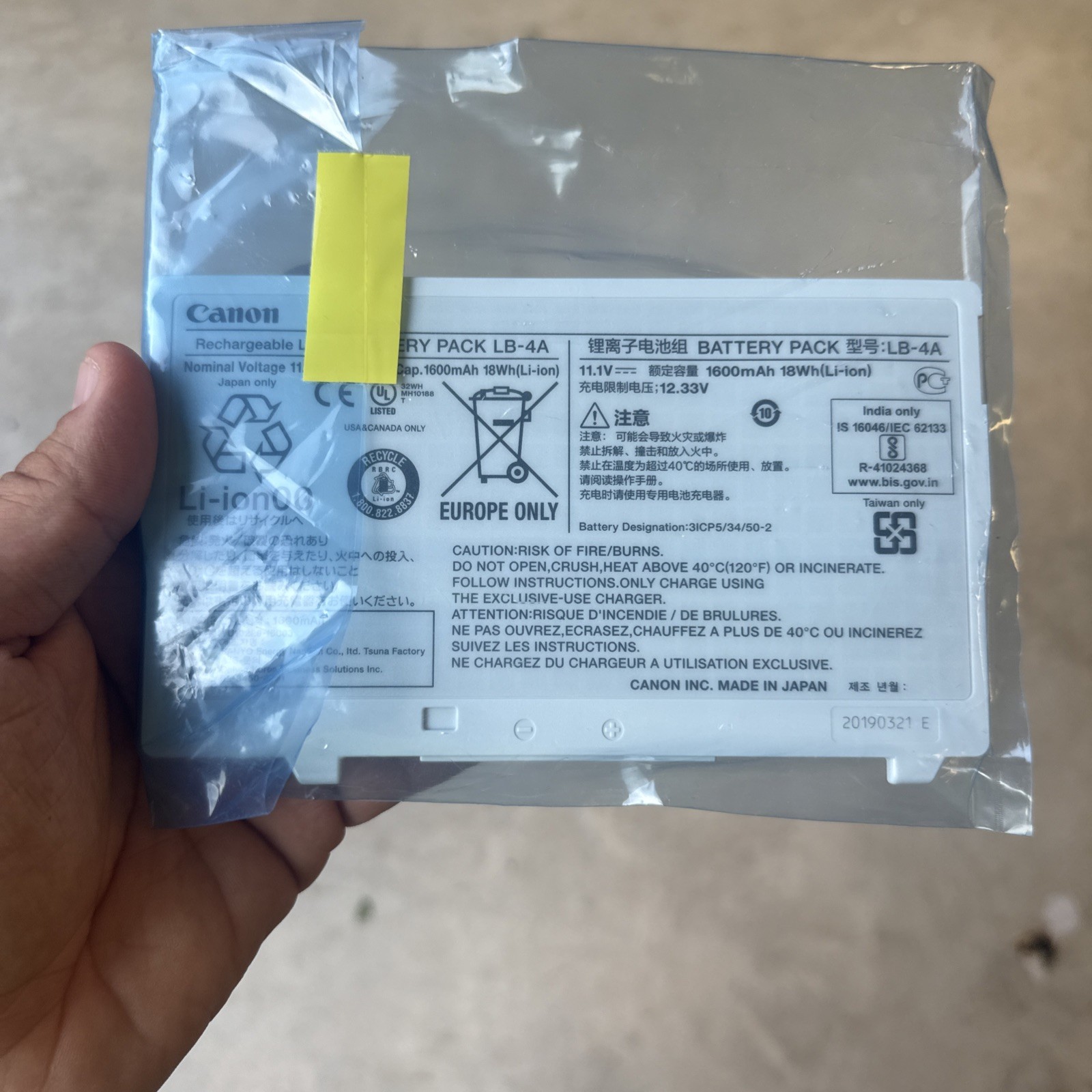 Original CXDI-710C Medical Tablet Battery for CANON LB-4A Brand New