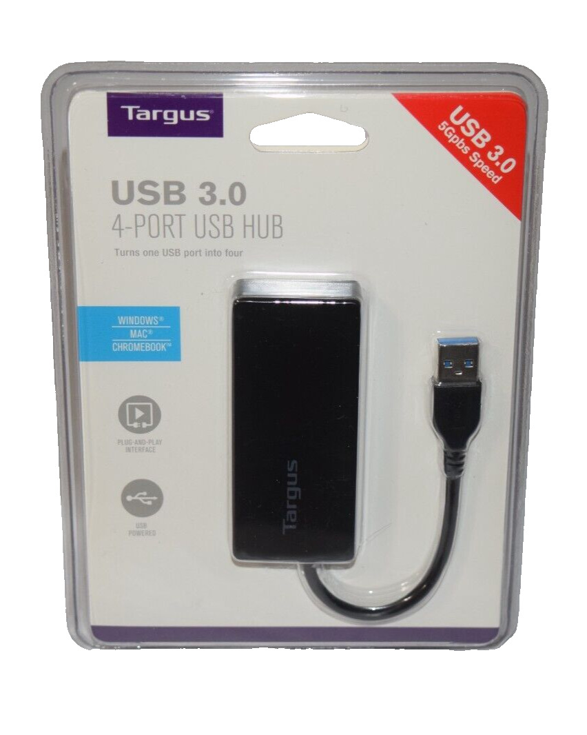 Targus 4-Port USB 3.0 Hub (ACH124US), Black (ACH154) - NEW & SEALED