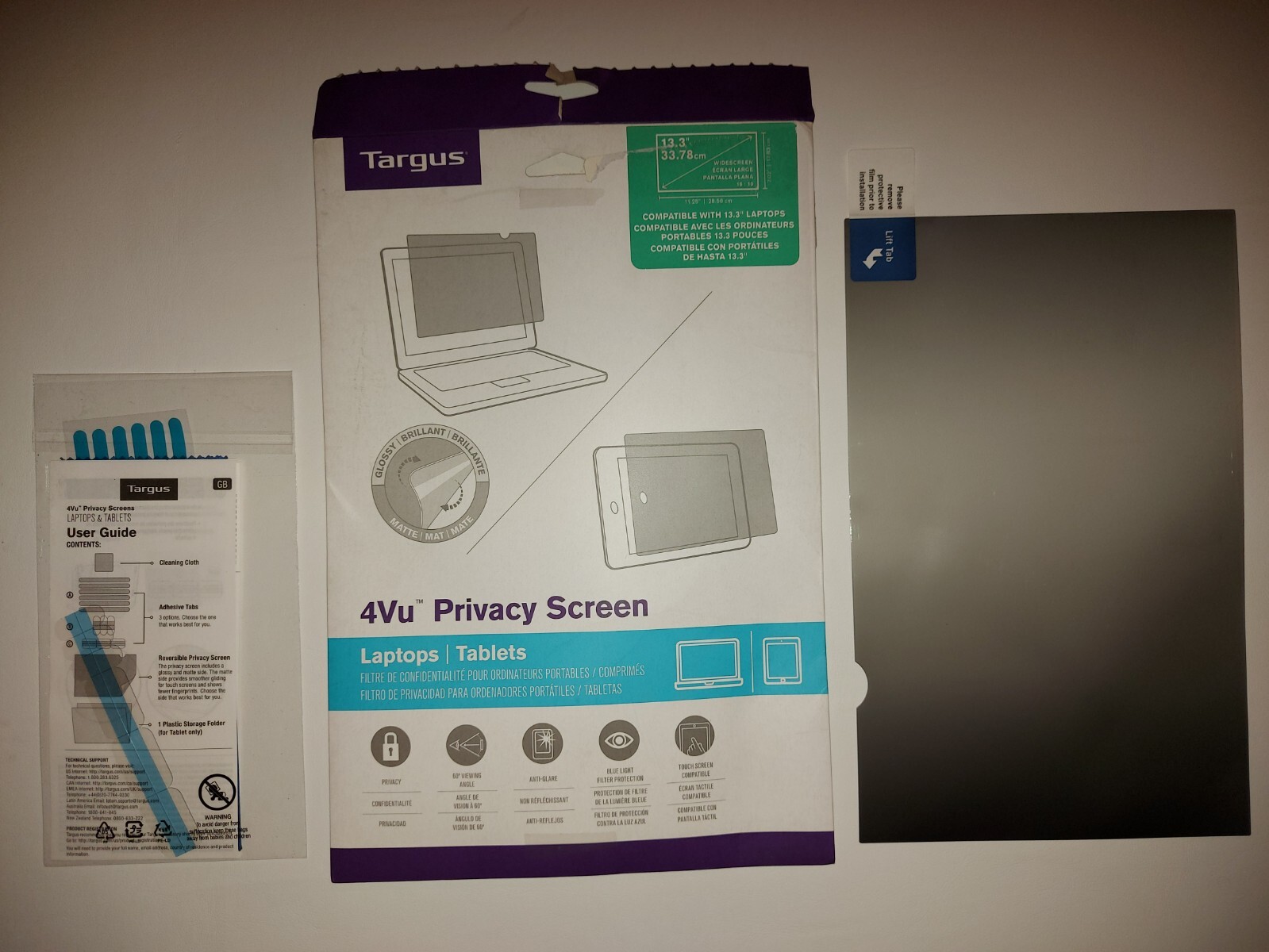 Targus 4Vu Privacy Screen Filter for 13.3-Inch 13.3" Widescreen (16:10) Laptop