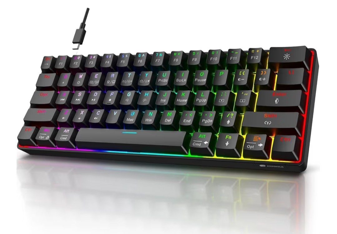 Koorui: 61 Key Mechanical Gaming Keyboard With Lights - MK061 Red Switch US