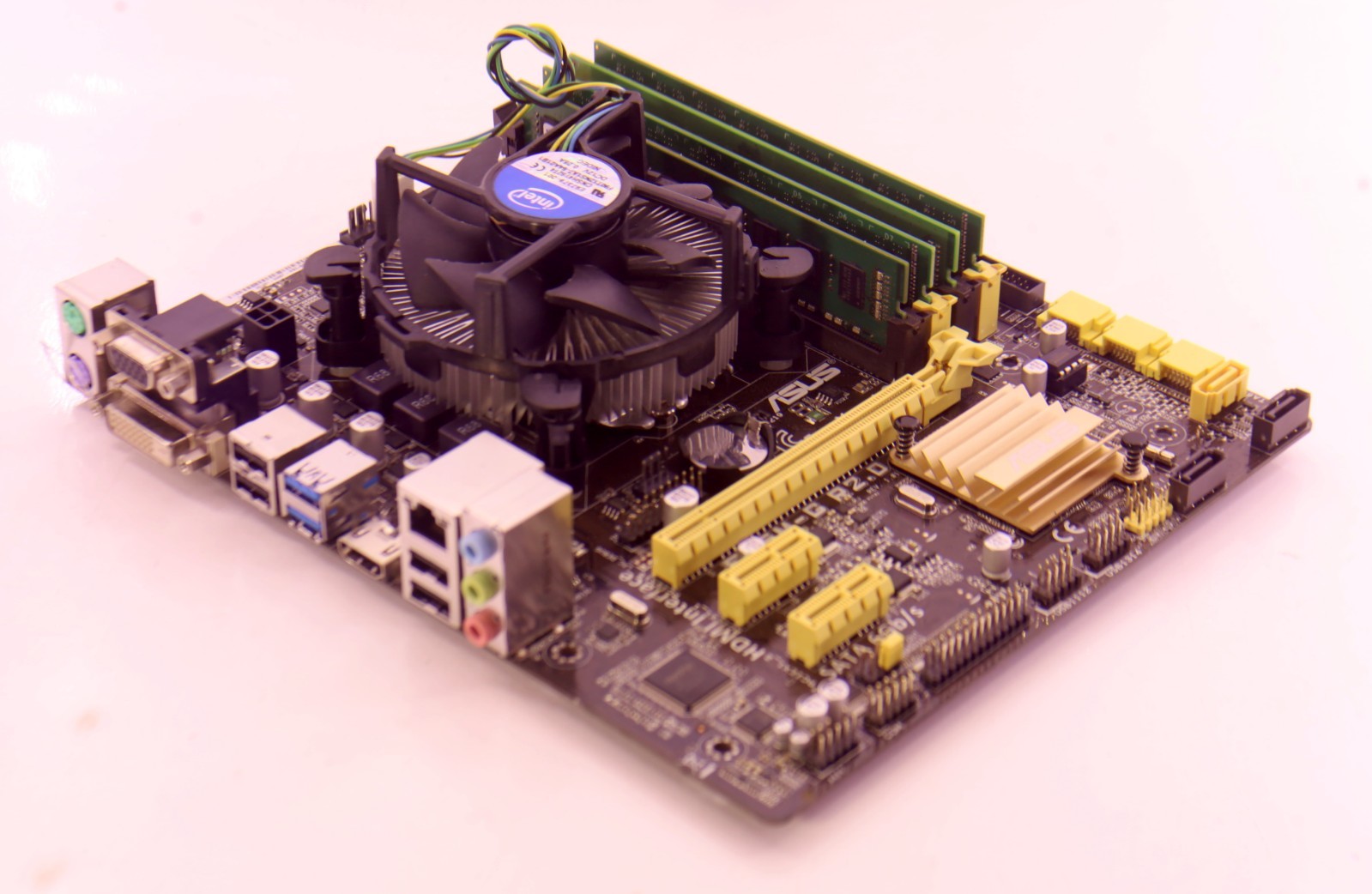 ASUS B85M-G Motherboard with CPU RAM and IO shield