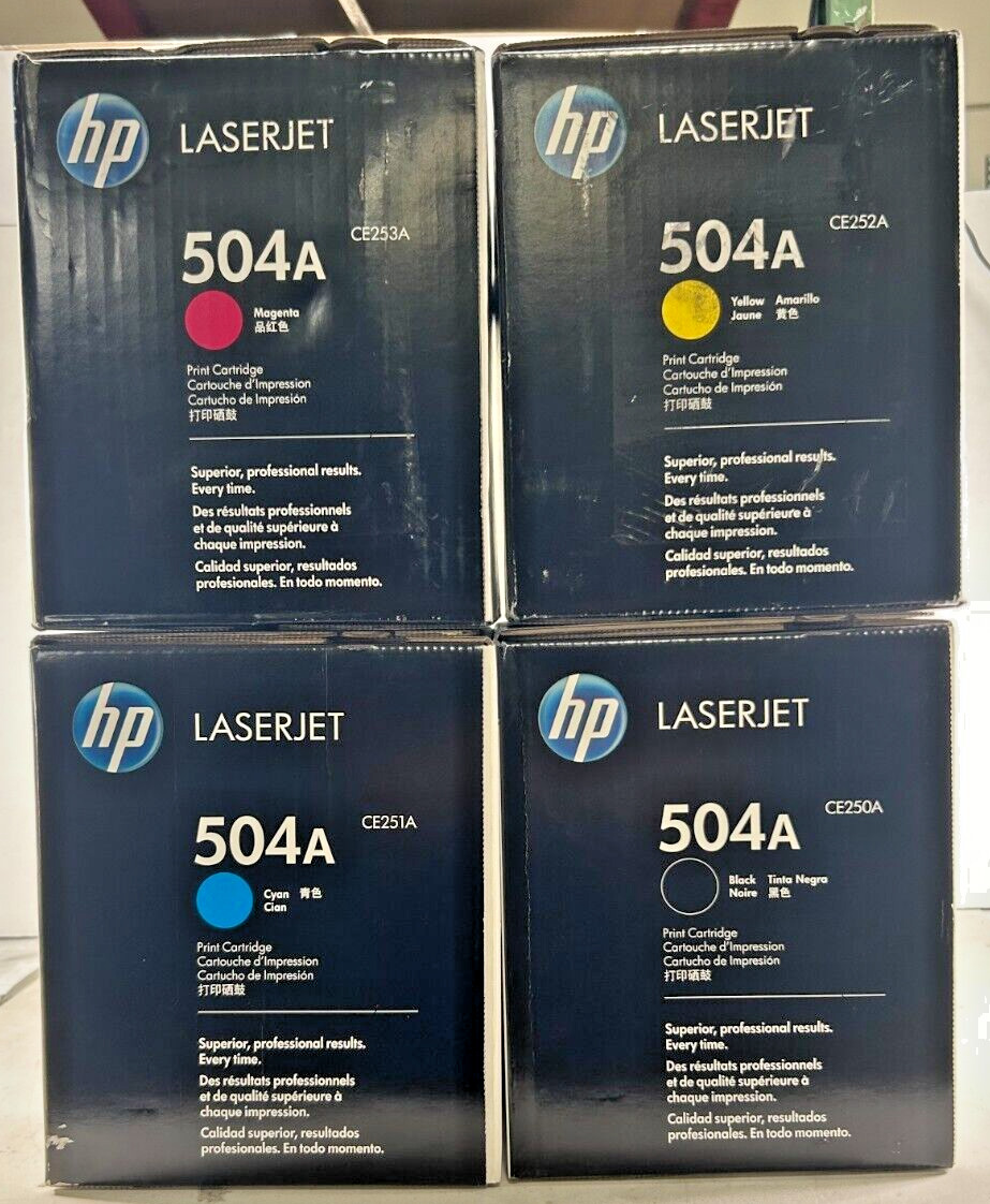 Genuine HP 504A Color Toner 4 Pack  for Color LaserJet Pro CP3525, CM3530