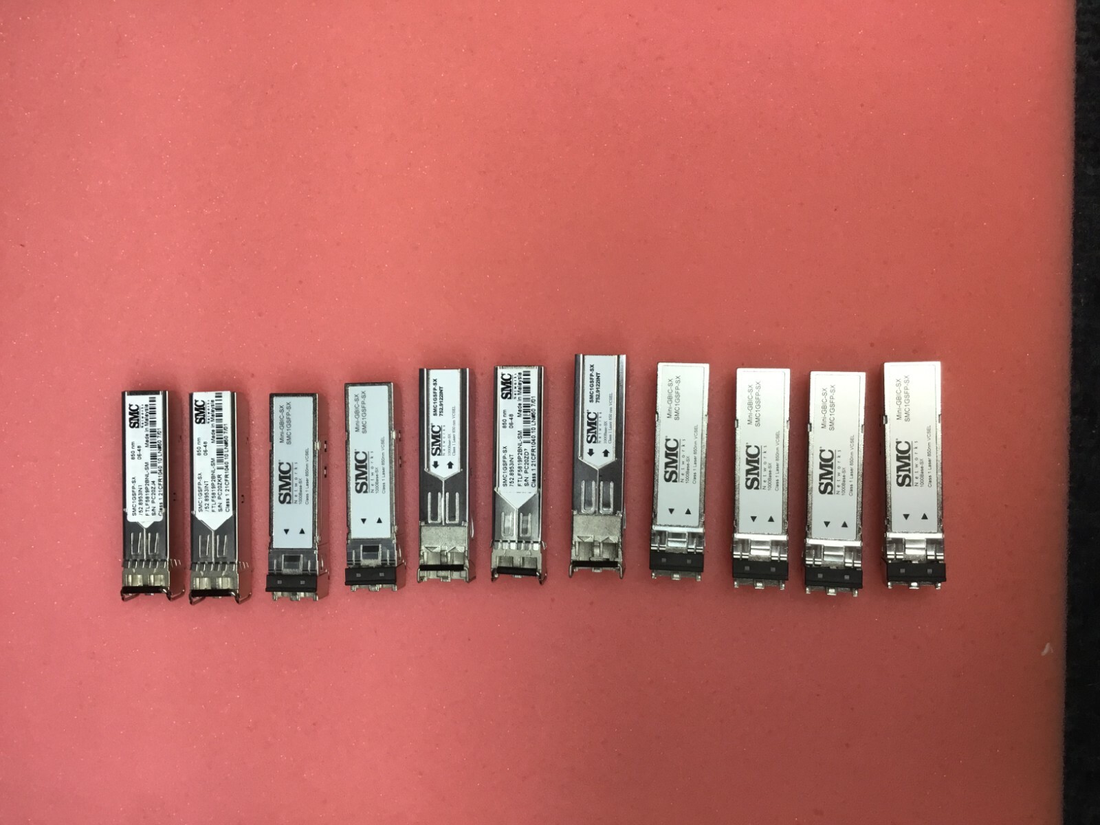 LOT OF 10 SMC1GSFP-SX SMC Networks Compatible 1000BASE-SX SFP 850nm Transceiver