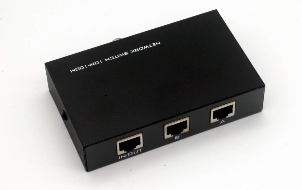RJ45 AB 2 Way Switch Box Push Button Manual Network Black