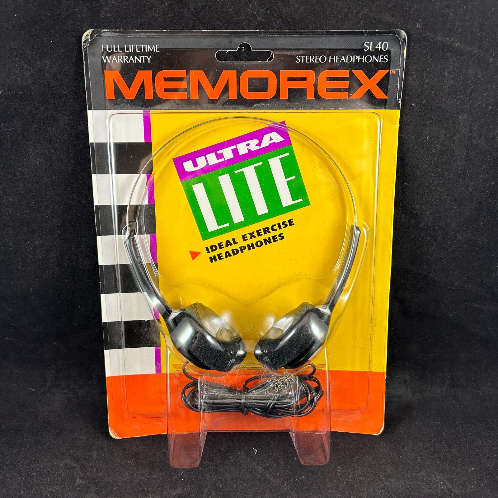 MEMOREX ULTRA LITE SL40 STEREO HEADPHONES NOS SEALED ORIGINAL PACKAGE VTG RARE