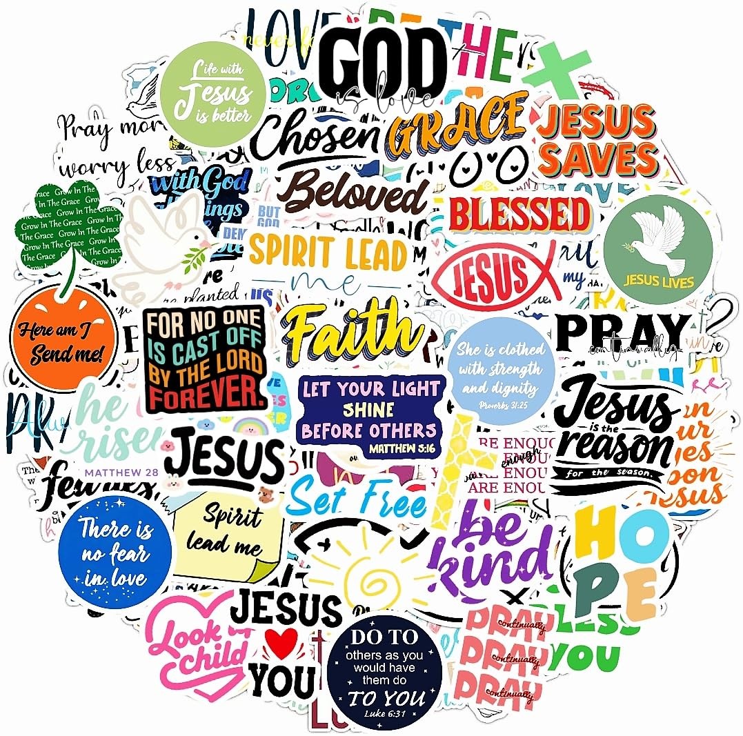 300PCS Inspirational Christian Jesus Bible Verse Stickers, Blue