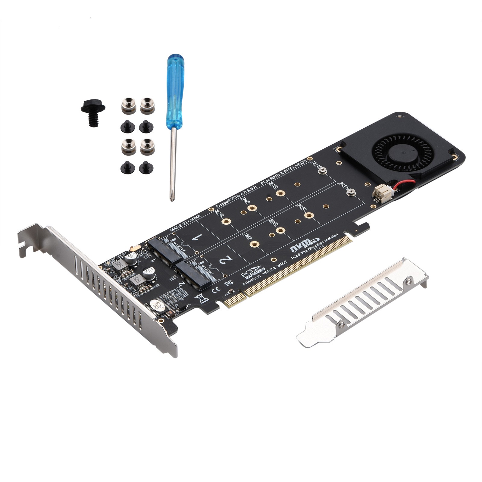 Supports 4 Nvme M.2 PH44 PLUS M.2 M-Key NVME SSD Expansion Split Card