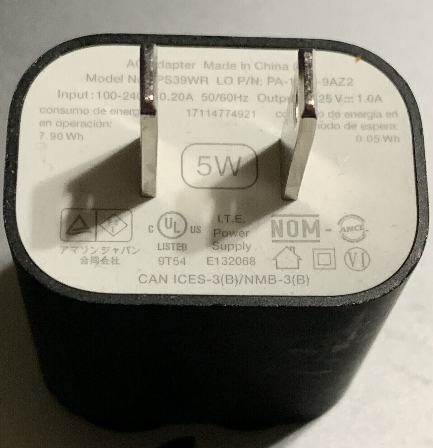 Genuine Original OEM Amazon 5W USB Charger Power Adapter Tablets Kindle PS39WR