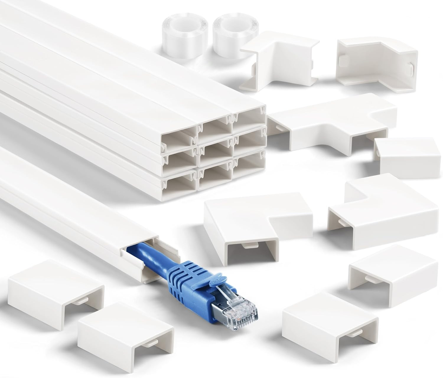 157in Cord Cover Wall Kit TV Cable Hider Raceway White Paintable Wire Cover