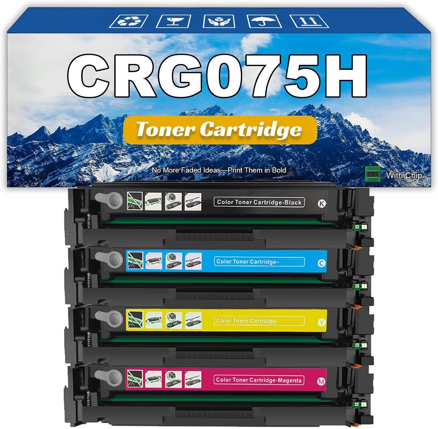 4 pack 075H High Yield Color ImageCLASS Canon Compatible Toner UCCFDW