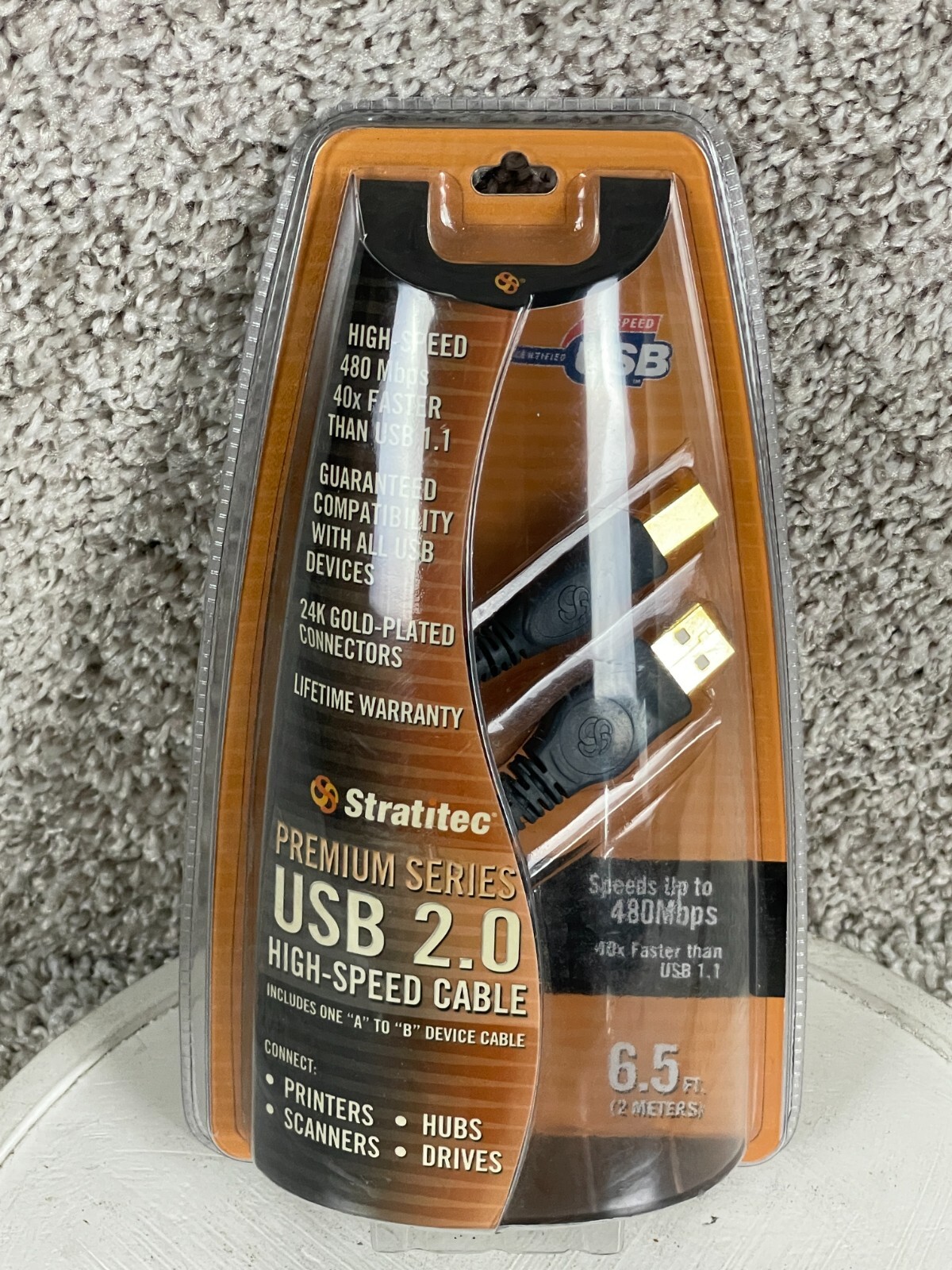 Stratitec Premium Series USB 2.0 High Speed Cable Gold Plated Connector