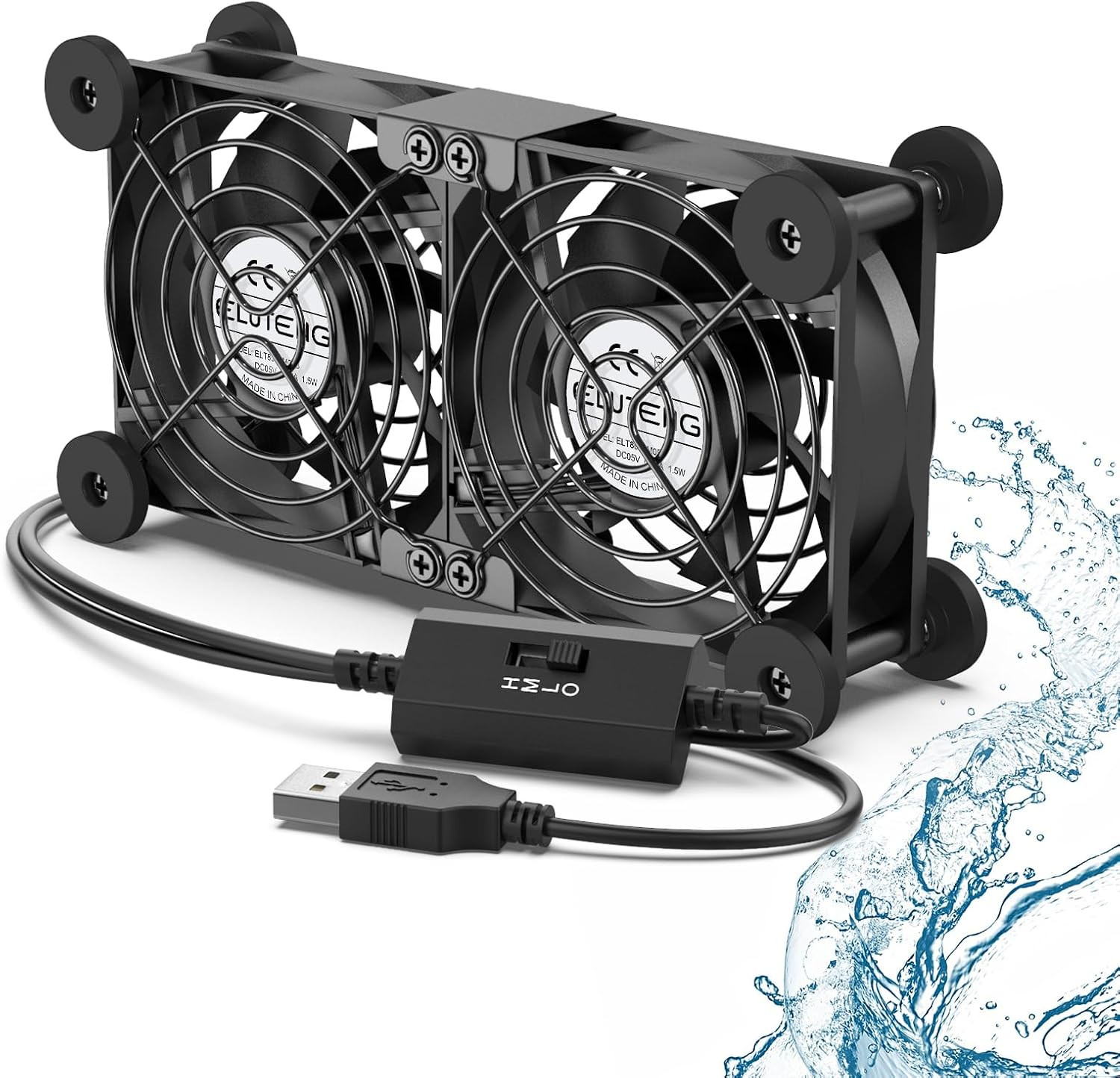 Dual Cooling Fan Whisper Quiet 80Mm USB Fan 3 Adjustable High Speed