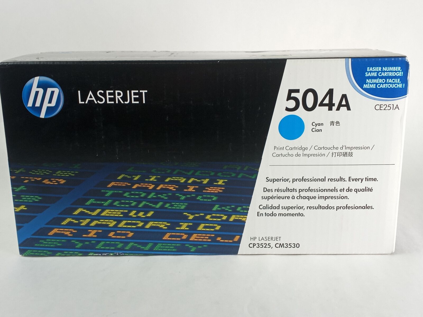 New HP CE251A 504A Cyan Toner Cartridge For LaserJet CP3525, LaserJet CM3530