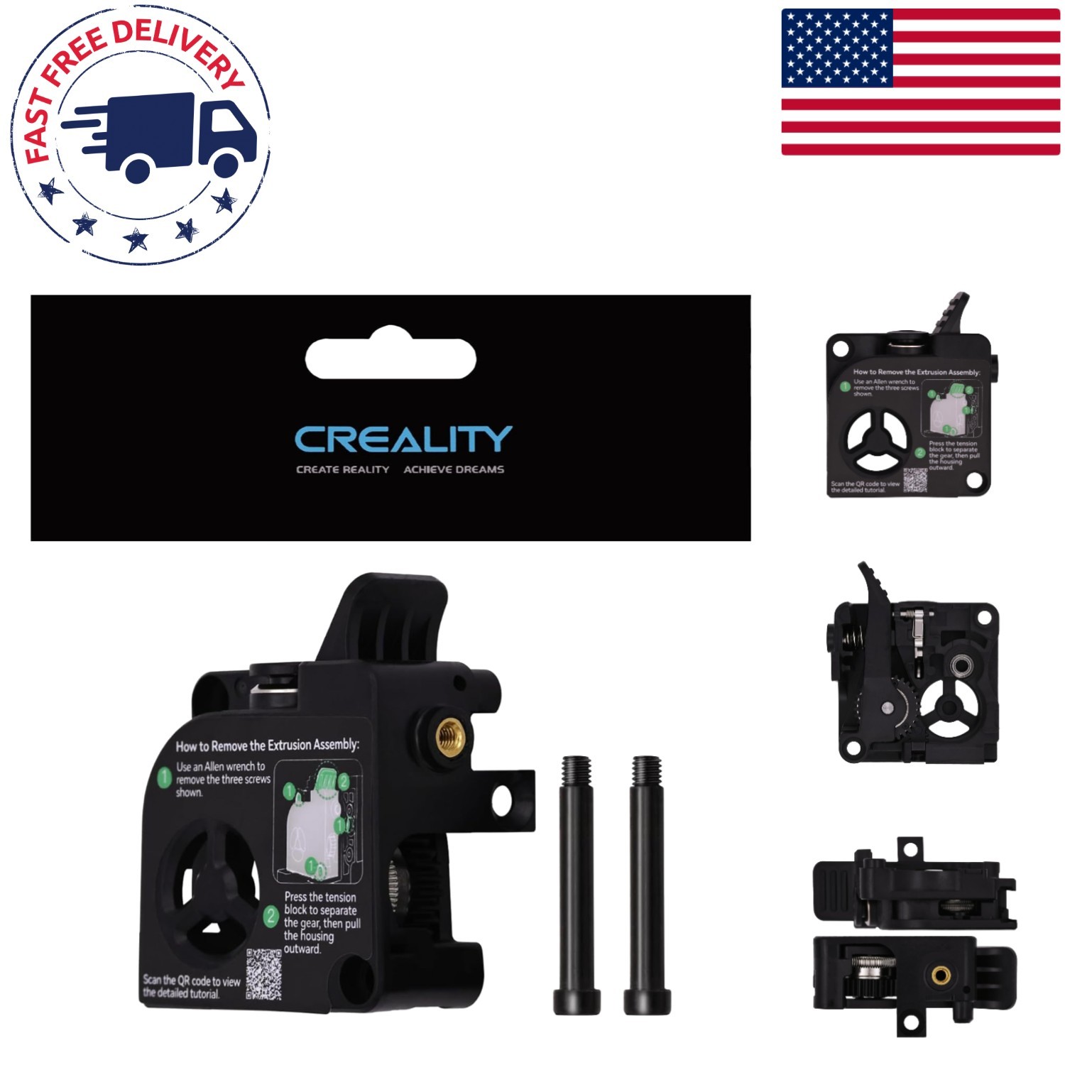 High Performance Creality K2 Plus Extruder Kit – 80N Force, Dual Gear System