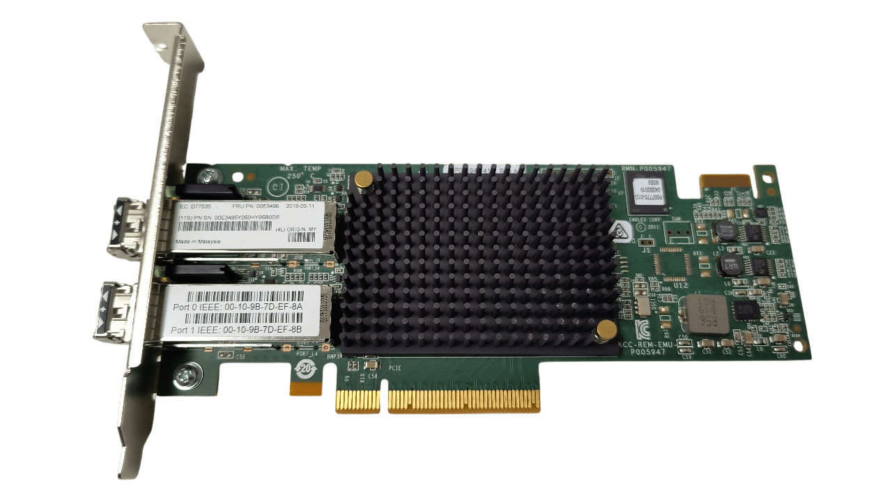 IBM LPE16002 Dual Port 16GB Network Adapter 00E3496 Full Height w/ SFPs