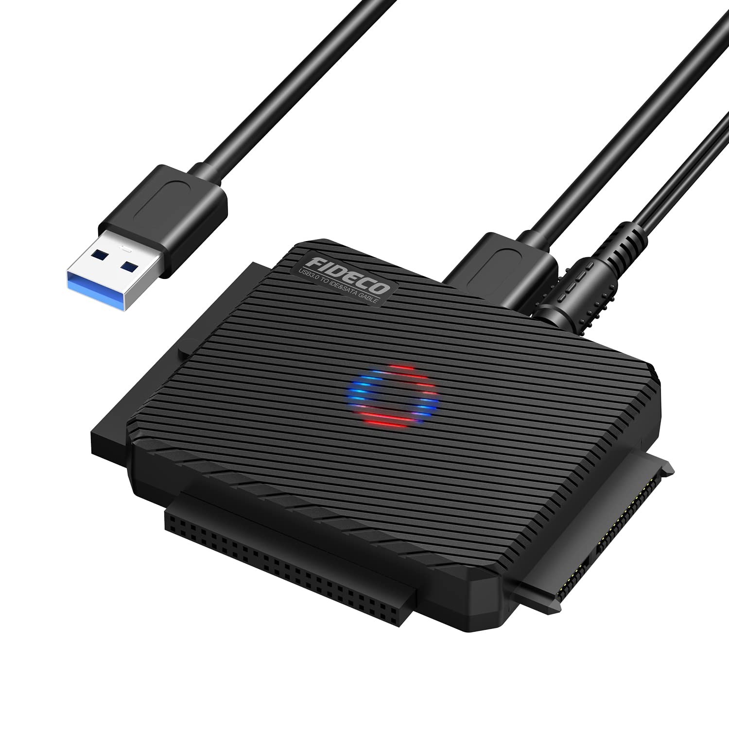 FIDECO SATA/IDE to USB 3.0 Adapter, Hard 2.3 x 0.43 x 1.44 inches, Black