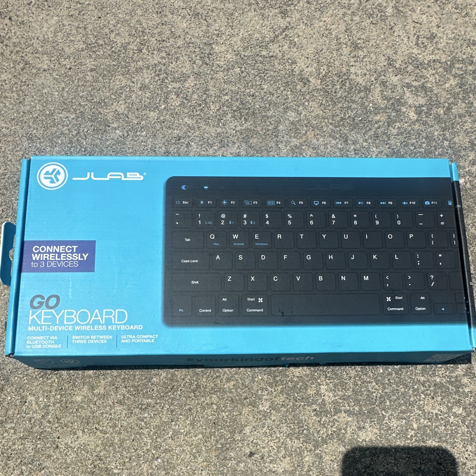 JLab GO Keyboard Compact Bluetooth Multi-Device QWERTY English Media Knob Black