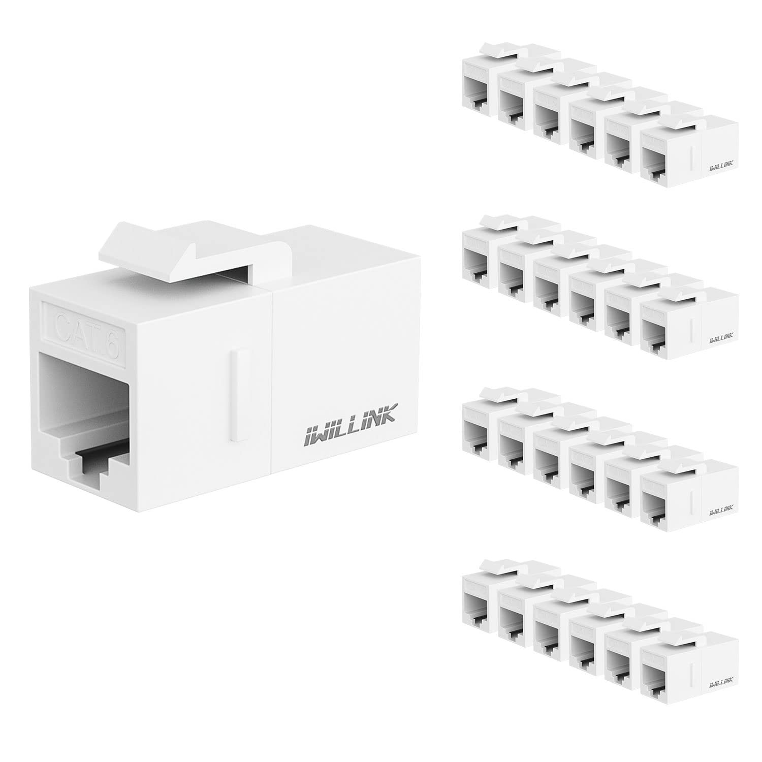 iwillink RJ45 Cat6 Keystone Coupler 25-Pack, Female to Female Cat6 Keystone Jack
