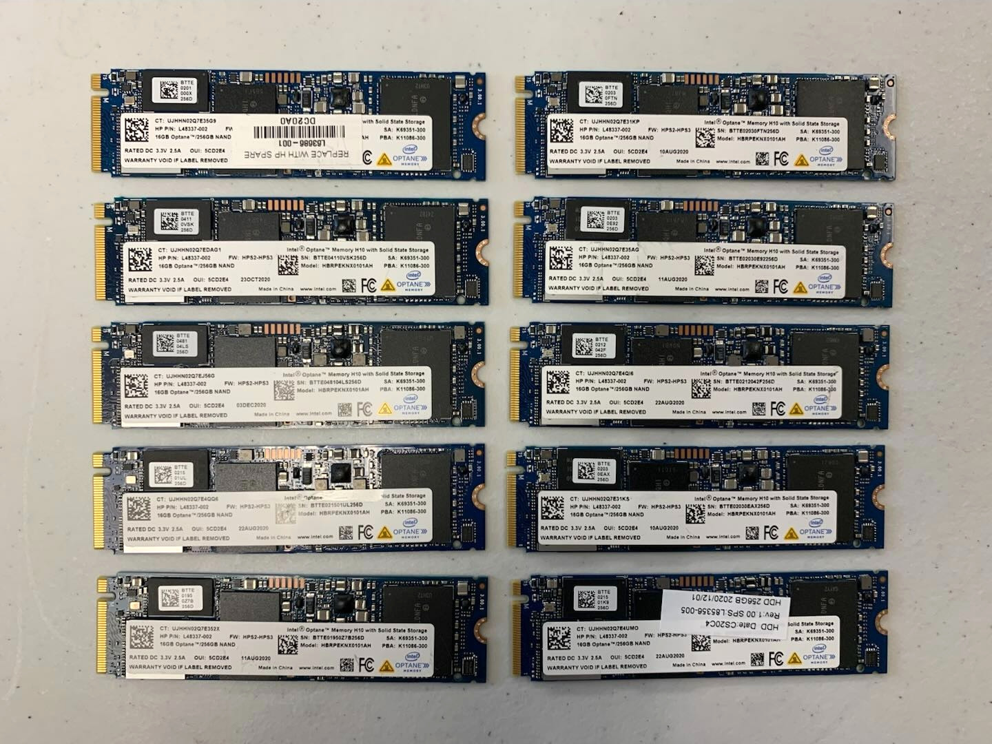 LOT OF 10 Intel 16GB Optane Memory H10 SSD 256GB NAND PCIe NVMe HBRPEKNX0101AH