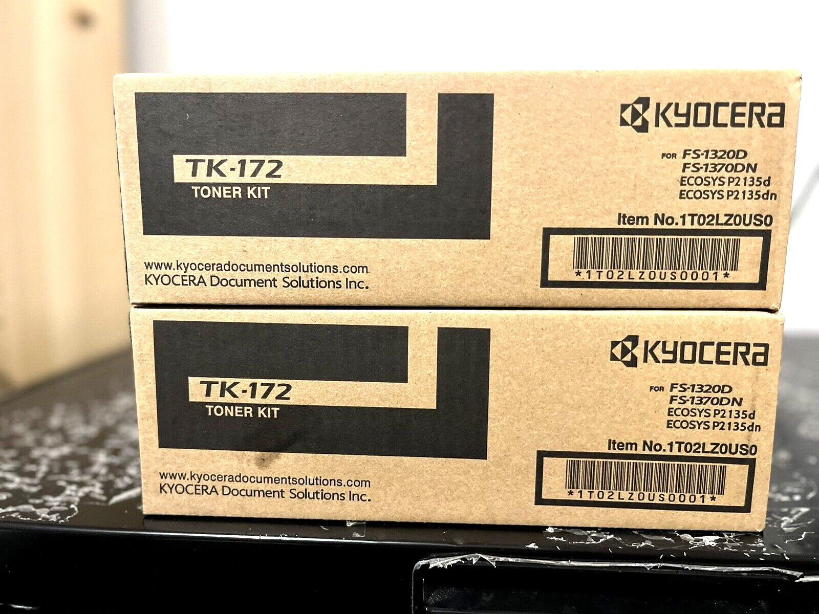 2 Kyocera TK-172 Black Toner Kit 1T02LZ0US0 TK172 Genuine OEM - NEW