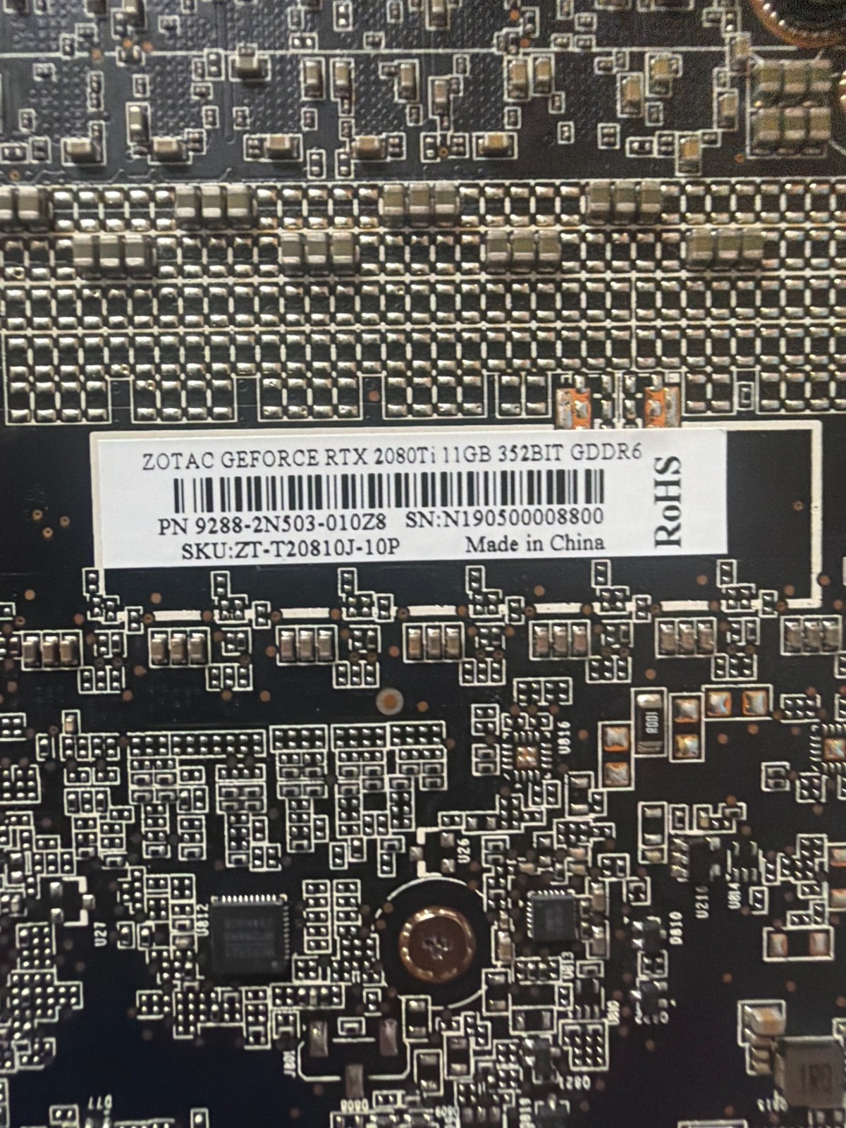 ZOTAC RTX 2080 Ti 11GB Blower FOR PARTS NOT WORKING Code 43 Powers On AS-IS