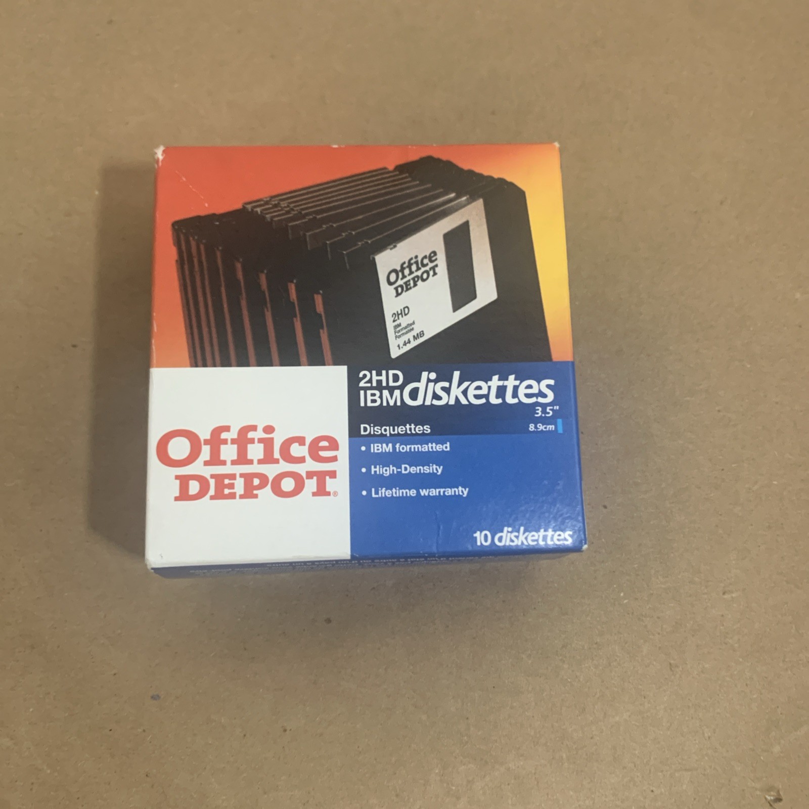 NEW Office Depot 3.5" IBM Formatted 2HD High Density Diskettes 10 Floppy Disks