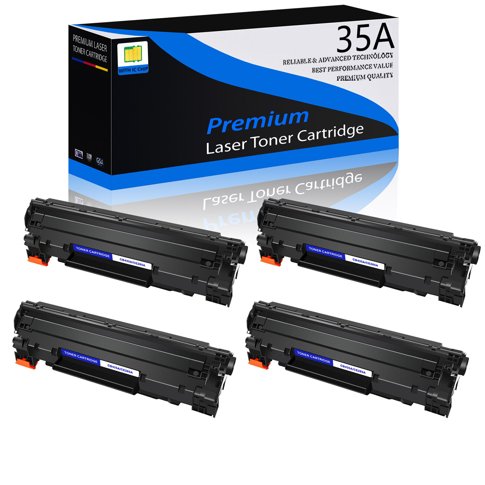 4PK CB435A 35A Toner Compatible For HP LaserJet P1006 P1005 P1003 P1009 P1002