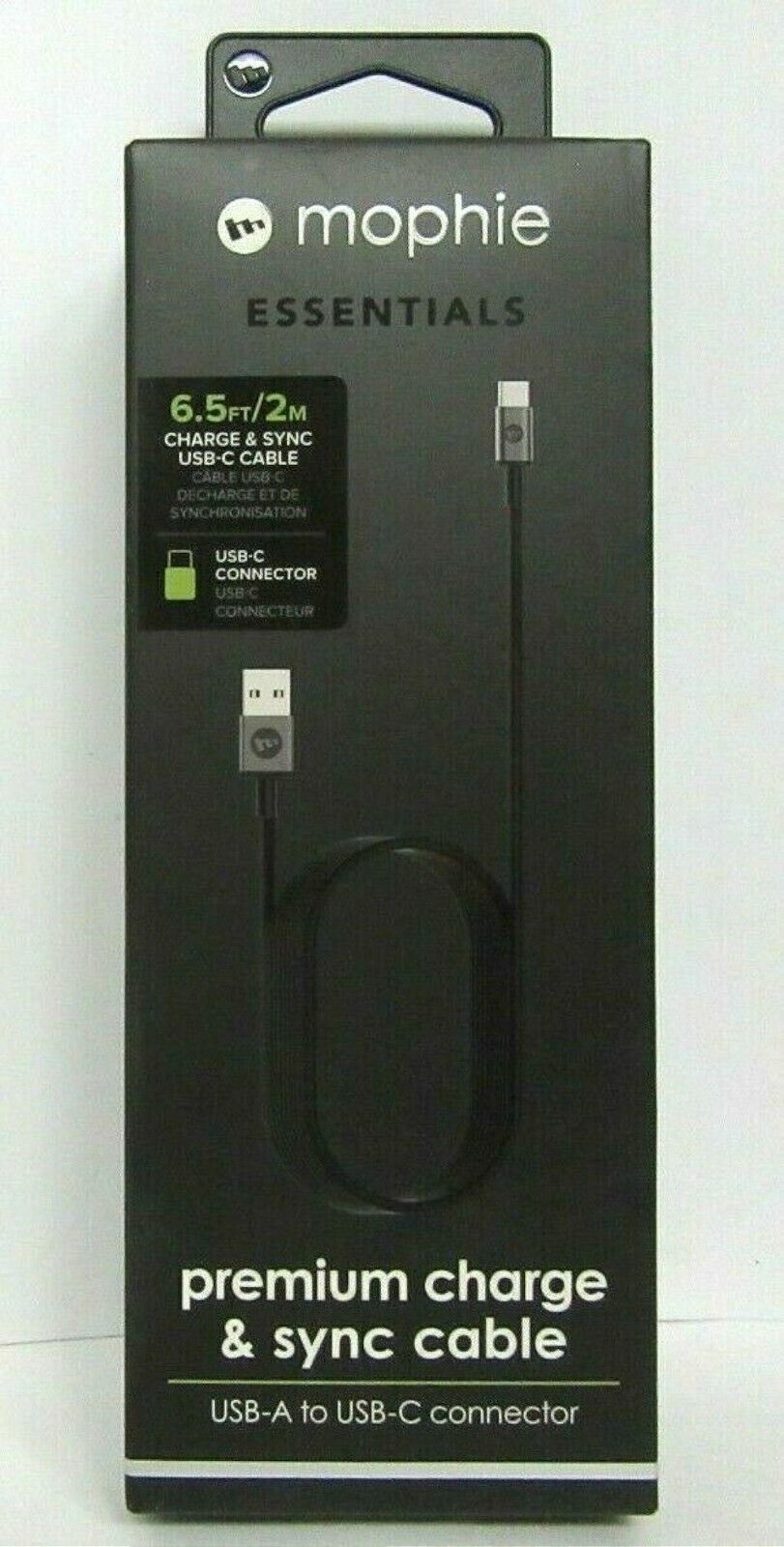 NEW Mophie Premium Charge & Sync USB-C 2 Meter Braided Cable USB Type C Black