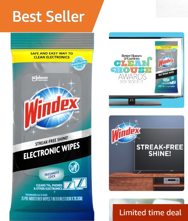 Resealable Pre-Moistened Wipes for Electronics - 25 Count, Ideal for Screens