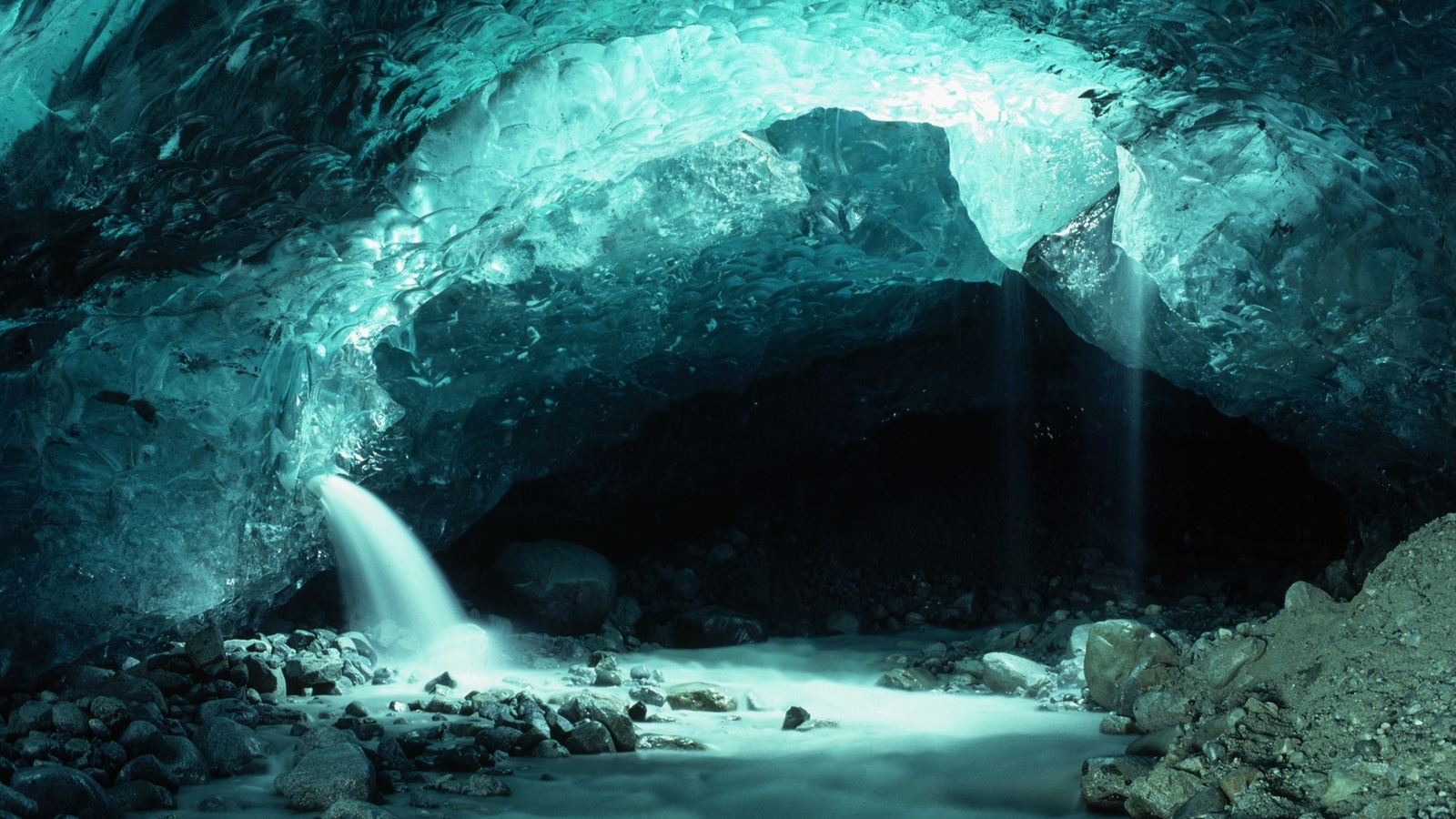 Landscape iceberg cave nature waterfall water rocks long Custom Gaming Mat Desk