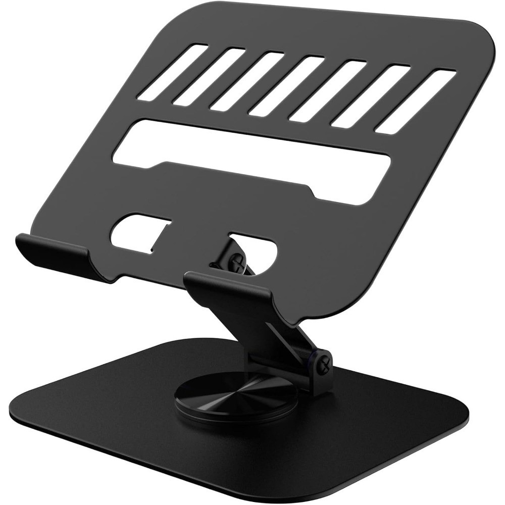 Metal Tablet Stand Holder Adjustable for iPad Kindle Tab, Black 360° Rotation,