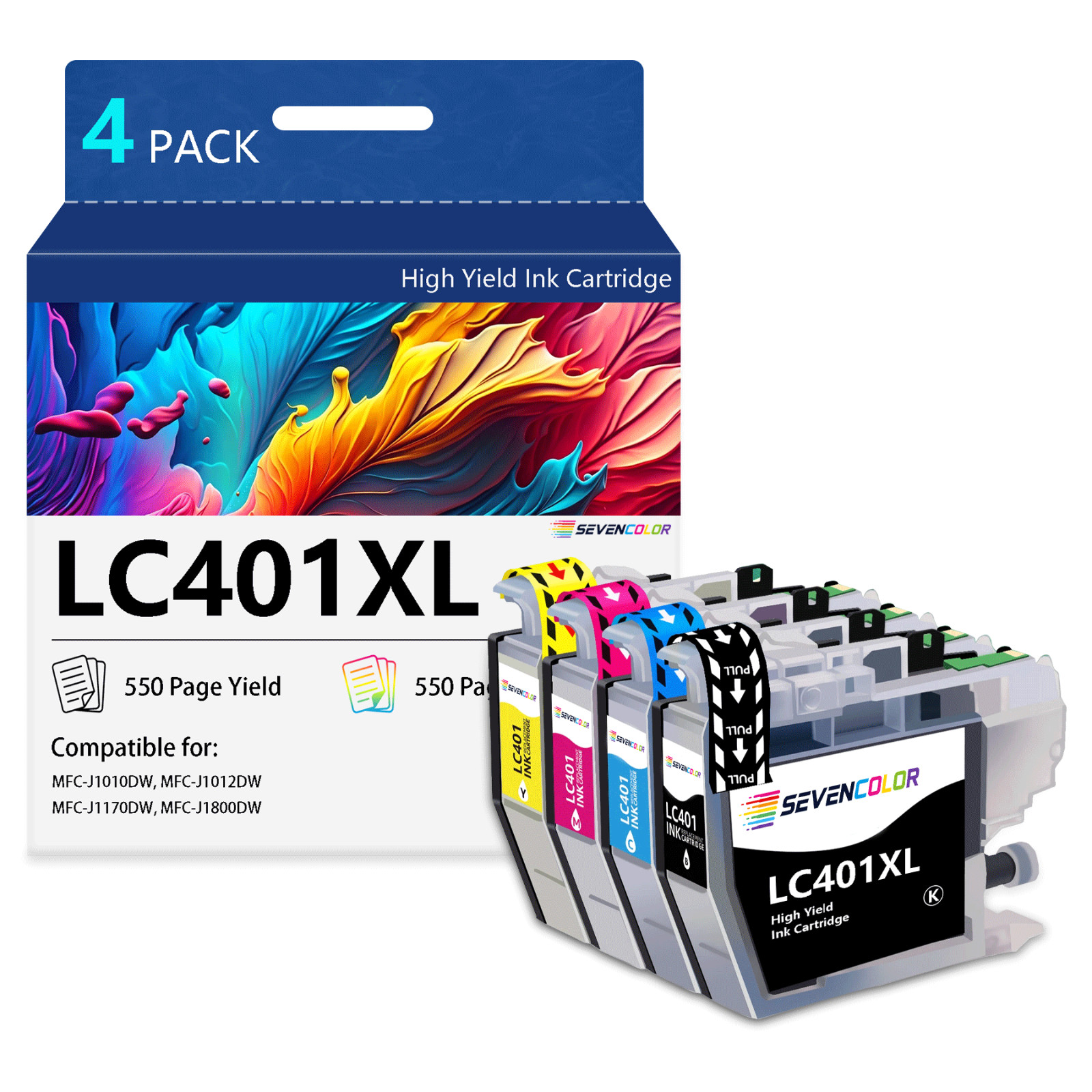 4Pack LC401XL High Yield Ink Cartridges  | Use with MFC-J1010DW MFC-J1170DW