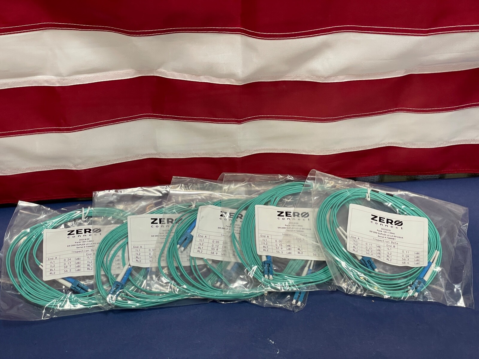 QTY 5 LC to LC 2mm 5M Singlemode Duplex 9/125 Fiber Op Jumper Patch Cable Aqua