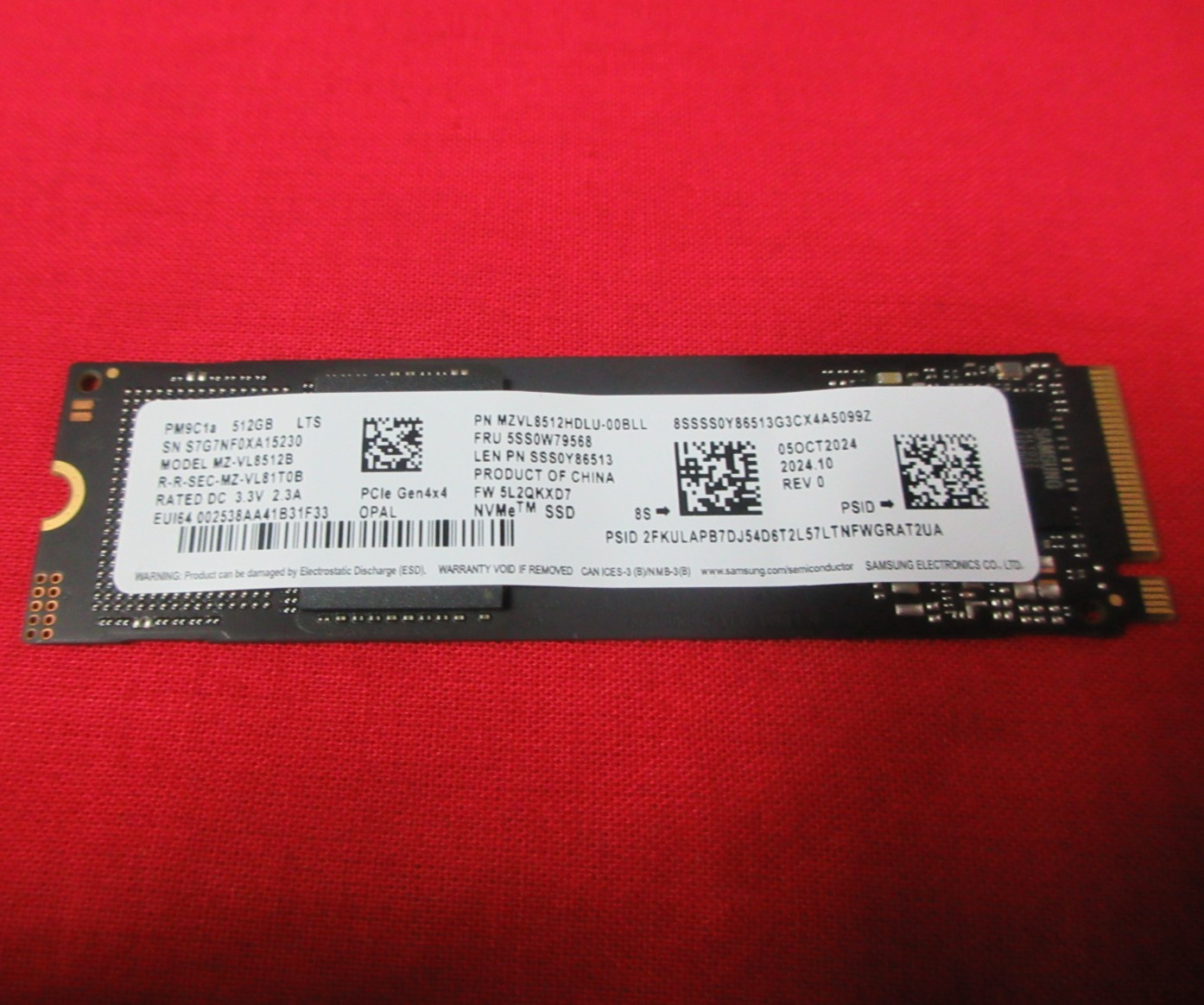 ORIGINAL SAMSUNG PM9C1a 512GB SOLID STATE DRIVE MZVL8512HDLU-00BLL