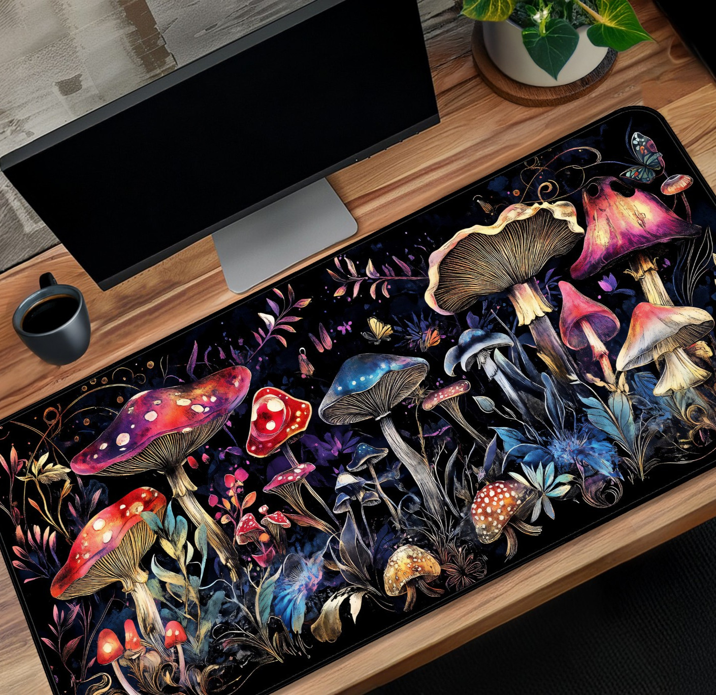 Enchanted Mushroom Desk Mat #5 - Fantasy Forest XL Mouse Pad, Magic Earth