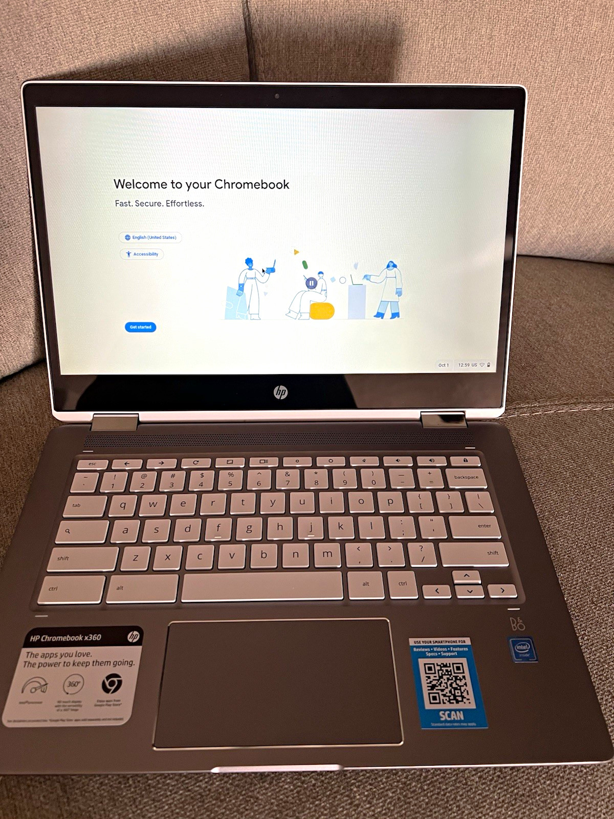 HP Chromebook x360 14in Intel Chrome OS White Notebook/Laptop