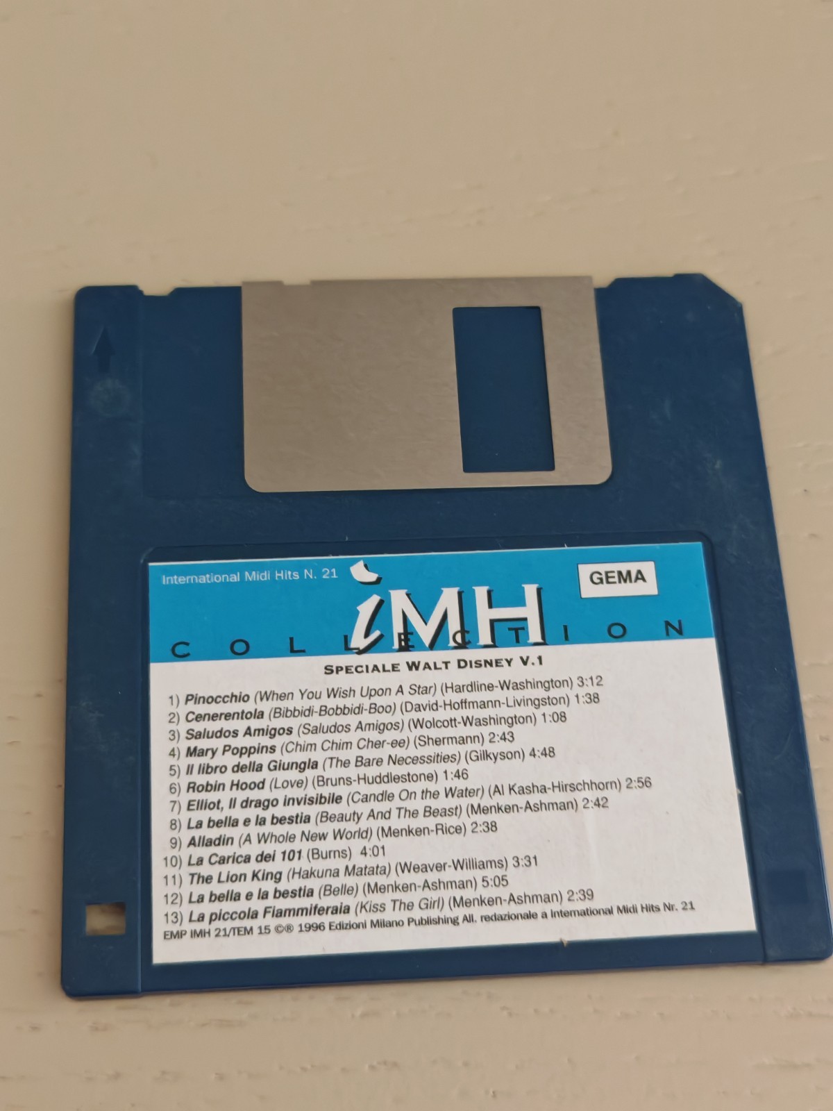 Floppy Disk 3.5" International Midi Hits Special Walt Disney Rare Vintage 1996