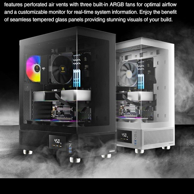 GAMDIAS ATLAS E1 ATX Mid Tower PC Case Black Tempered Glass RGB Lighting