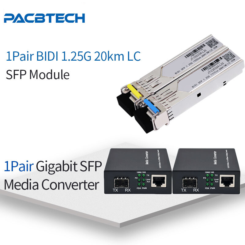 1000M SFP Fiber Media Converter Singlmode Single fiber  LC 20~200KM LC/UPC 1Pair