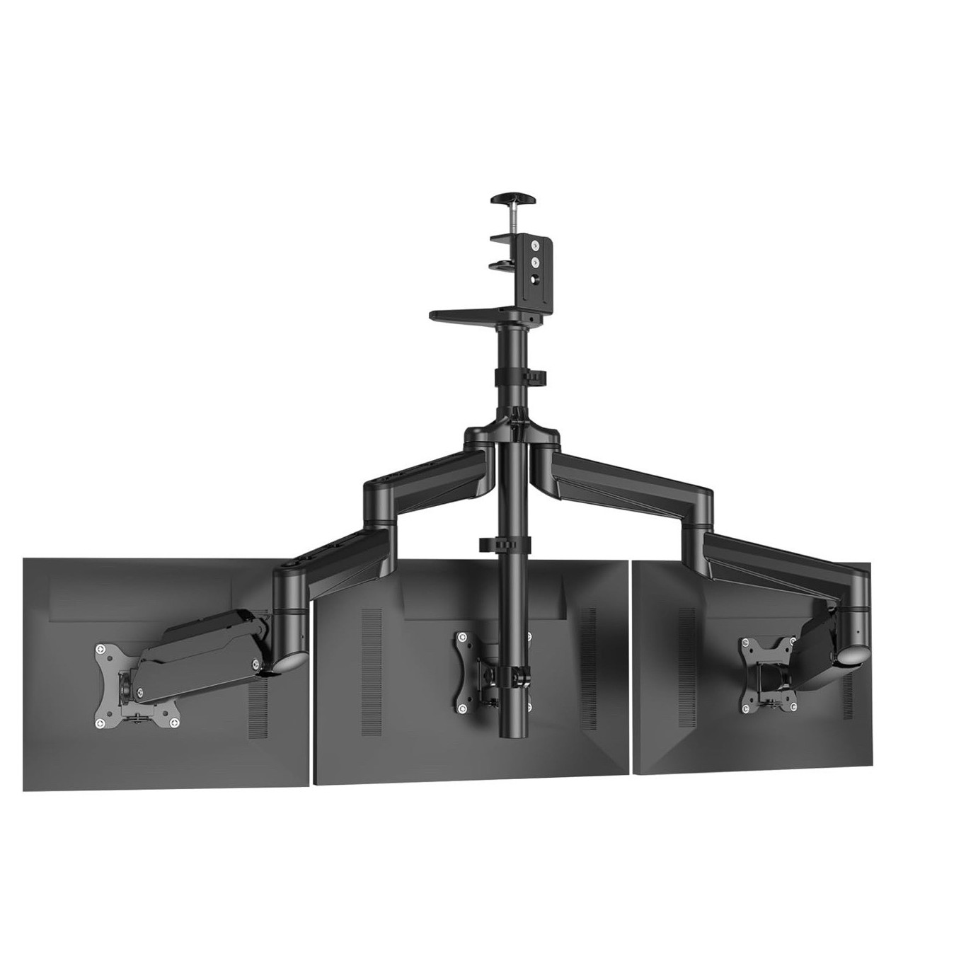 Triple Monitor Desk Mount Gas Spring Arms for 17-32" Displays, VESA, Black